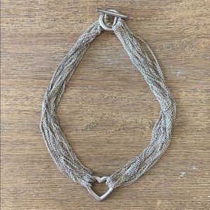 Tiffany & Co. Silver Mesh Heart Toggle Necklace